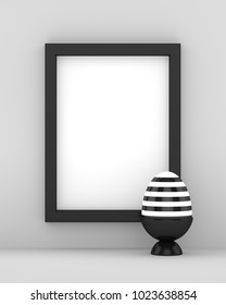 3d rendering of Easter eggs with blank space over gray background