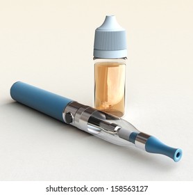 3D rendering of an e-cigarette with a bottle with liquid