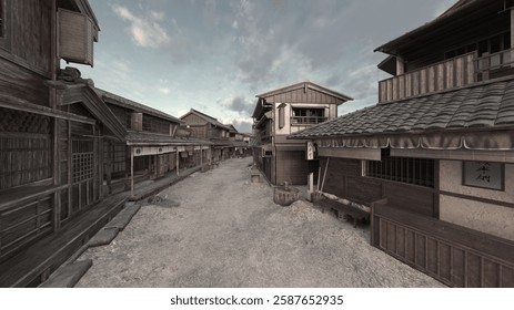 3D rendering of the Edo period streetscape