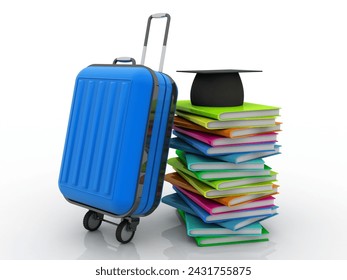 3d rendering education graduate cap with books near travel bag
    
   - Powered by Shutterstock