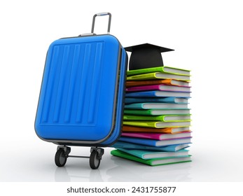 3d rendering education graduate cap with books near travel bag
    
   - Powered by Shutterstock