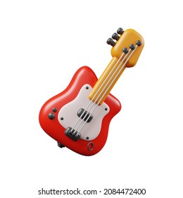 3d rendering of electric guitar icon isolated on white background.3d illustration for ux ui design