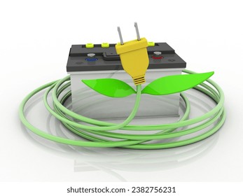 3d rendering Electrical energy and power supply source concept, accumulator inverter battery with charging level indicator