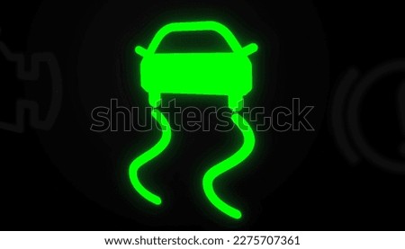 3D rendering of the electronic stability control (ESC) warning light alert on a car dashboard
