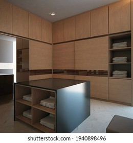 3d Rendering Elegant Minimalist Walk In Closet Interior Design