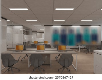 3D Rendering of Elegant and Splendid Office Interior Design