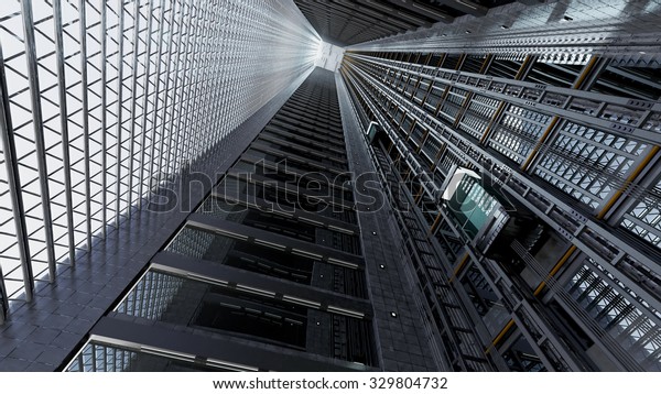 3d rendering. An Elevator\
shaft