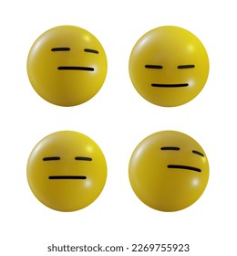 3d rendering emoji expressionless face boring disappointed no comment opinion perspective view