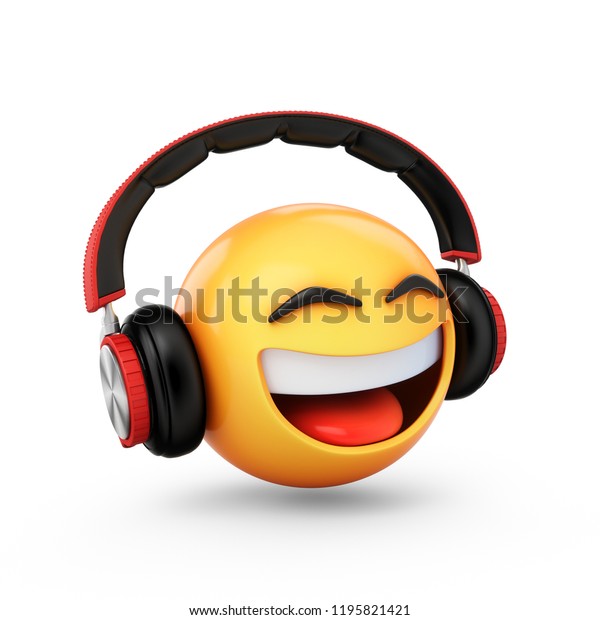 3d Rendering Emoji Headphones Isolated On Stock Illustration 1195821421 ...