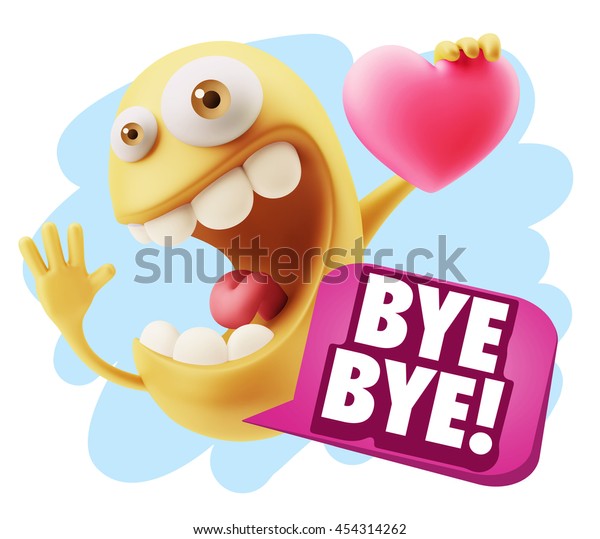 Ilustración de stock sobre 3d Rendering Emoji Saying Bye Bye 454314262