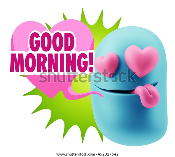 3d Rendering Emoji Saying Good Morning のイラスト素材