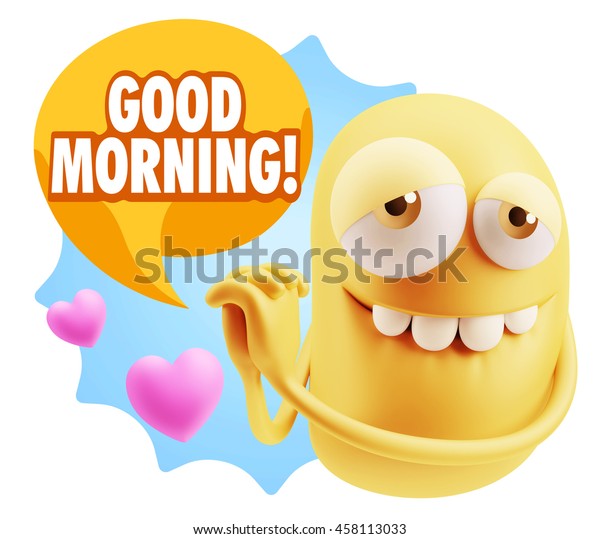 3d Rendering Emoji Saying Good Morning Stock Illustration 458113033