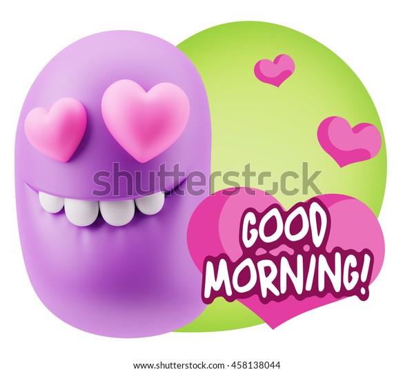 3d Rendering Emoji Saying Good Morning Stock Illustration 458138044