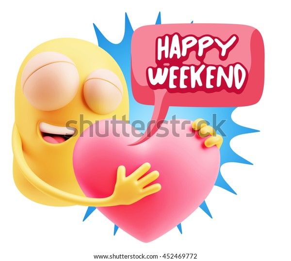 3d Rendering Emoji Saying Happy Weekend Stock Illustration 452469772