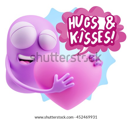 3 d rendering emoji saying hugs kisses stock illustration 452469931