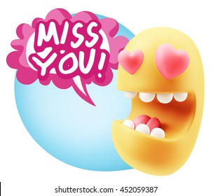 3d Rendering Emoji Saying Miss You Stock Illustration 452059387