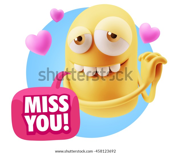 3d Rendering Emoji Saying Miss You Stock Illustration 458123692 ...