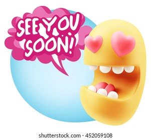 3d Rendering Emoji Saying Miss You Stock Illustration 452059387