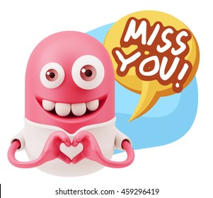 3d Rendering Emoticon Saying Miss You Stock Illustration 459296419 ...