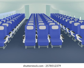 3d rendering of empty airplane seats