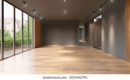 3d rendering of an empty apartment, vacant modern room - modern architecture.