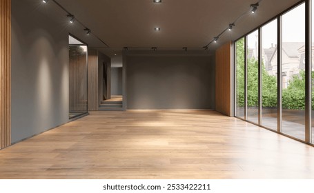 3d rendering of an empty apartment, vacant modern room - modern architecture.