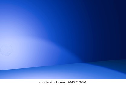 3d rendering, Empty blue color studio room background with copy space for display product or banner website Arkivillustrasjon