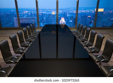 3D rendering of an empty boardroom in an office at New York City