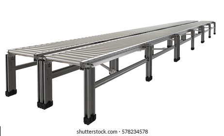 3d Rendering Empty Conveyor Belt Isolated On White