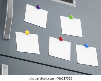 3d rendering empty notes on refrigerator