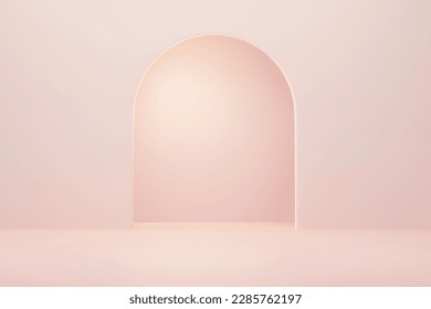 3D rendering empty pastel pink wall room with arch door. Minimal interior background for product presentation. - Powered by Shutterstock