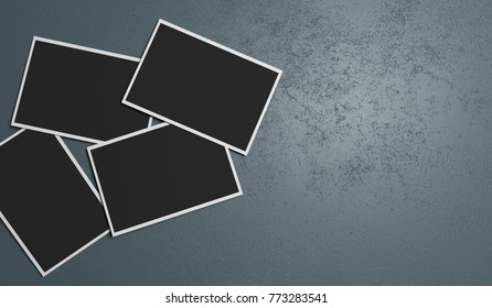 3D Rendering Of Empty Photos With A Little White Frame On Wall Texture Closeup