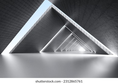 3d rendering empty room interior with triangle shape