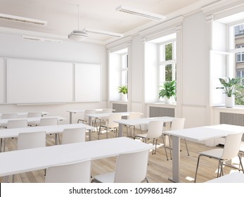 3d Rendering. Empty School Classroom. Education Concept