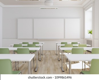 3d Rendering. Empty School Classroom. Education Concept