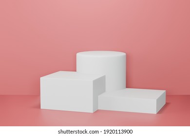 3d rendering empty template podium mockup for product placement in minimal design. Online background advertising