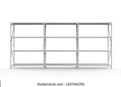 3d Rendering Empty Warehouse Rack On White Background