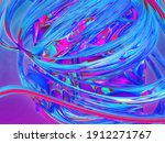 3d rendering energy lines flowing around ball shaped abstract fractal