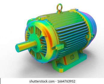 3D rendering - engine finite element analysis of an electric engine