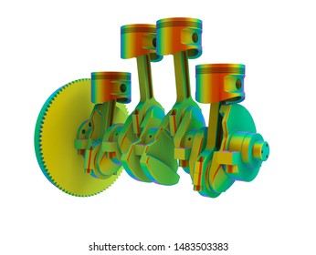3D rendering - engine pistons analysis