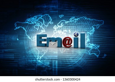 3d rendering Envelope with e mail 