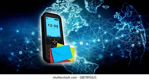 3d rendering Envelope network with mobile phone
    