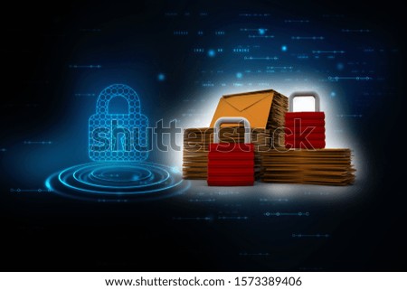 3d rendering Envelope network protection lock