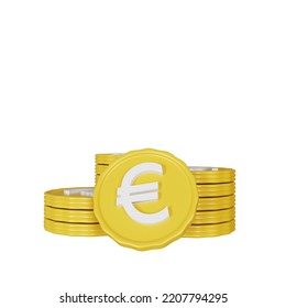 3d rendering euro coins stack illustration