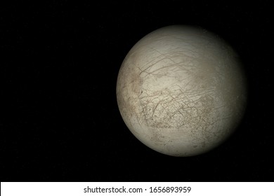 3D Rendering Of Europa, One Of The Moon Of Jupiter.