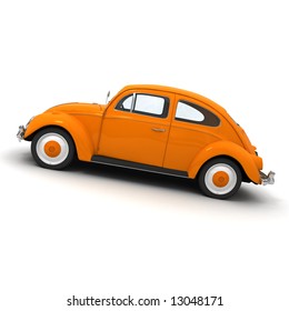 3D Rendering Of A European Vintage Car In Shinny Orange