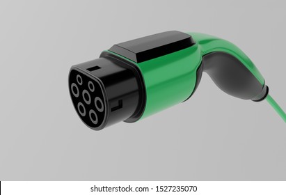 3d Rendering EV Charger IEC 62196, Electric Car Charging Plug Type 2.