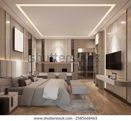 3D Rendering of Excellent and Deluxe Master Bedroom Interior Design