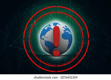 3d rendering exclamation mark and globe