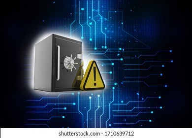 3d rendering Exclamation sign with locker